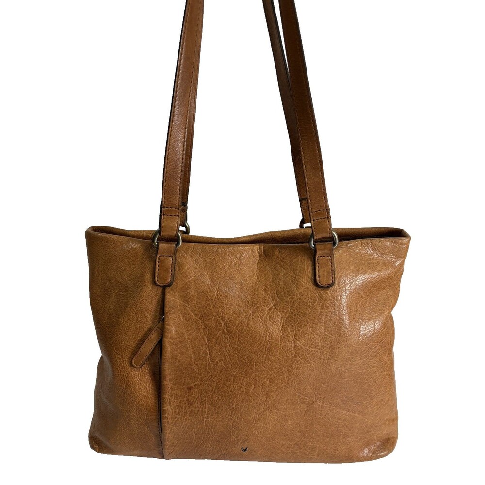 Vilenca Holland Distressed Tan Cognac Soft Leather Tote Shoulder Bag